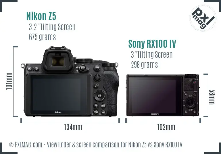 Nikon Z5 vs Sony RX100 IV Screen and Viewfinder comparison