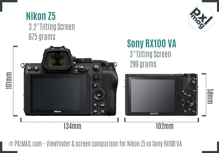 Nikon Z5 vs Sony RX100 VA Screen and Viewfinder comparison