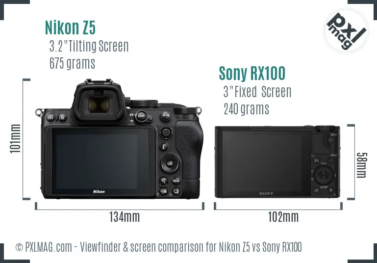 Nikon Z5 vs Sony RX100 Screen and Viewfinder comparison