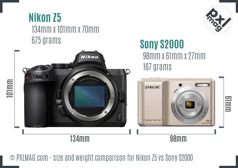 Nikon Z5 vs Sony S2000 size comparison Nikon Z5 vs Sony S2000 size comparison