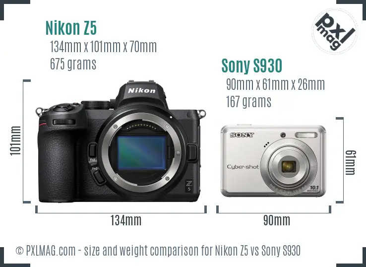 Nikon Z5 vs Sony S930 size comparison Nikon Z5 vs Sony S930 size comparison