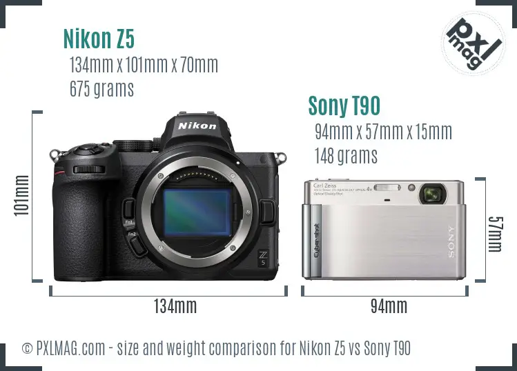 Nikon Z5 vs Sony T90 size comparison Nikon Z5 vs Sony T90 size comparison