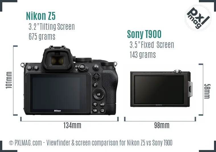 Nikon Z5 vs Sony T900 Screen and Viewfinder comparison Nikon Z5 vs Sony T900 Screen and Viewfinder comparison