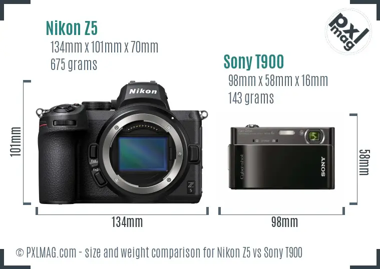 Nikon Z5 vs Sony T900 size comparison Nikon Z5 vs Sony T900 size comparison