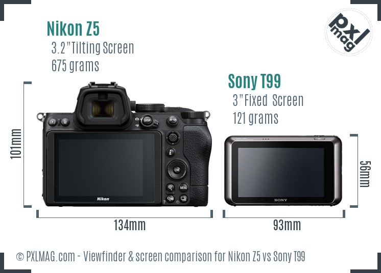 Nikon Z5 vs Sony T99 Screen and Viewfinder comparison