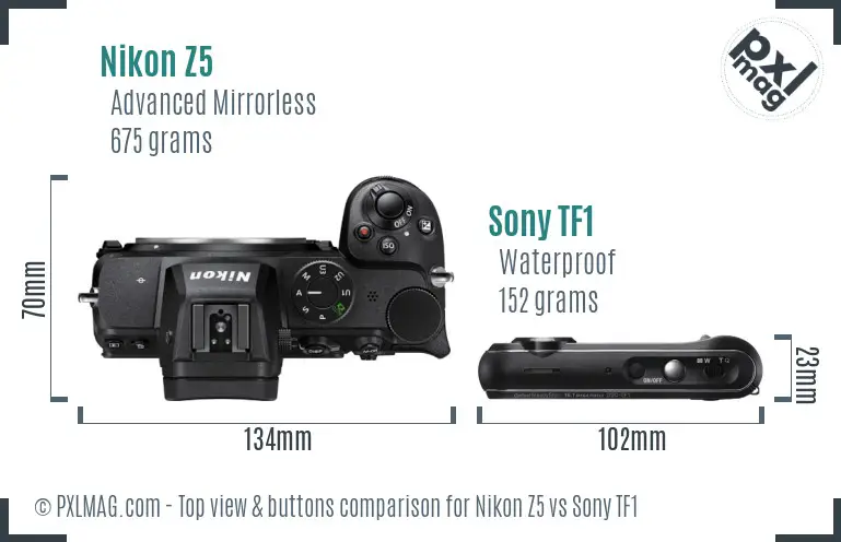 Nikon Z5 vs Sony TF1 top view buttons comparison