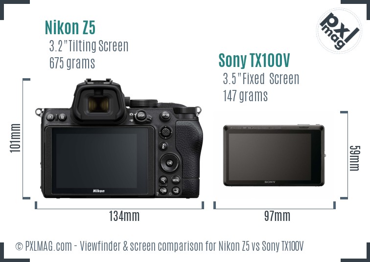 Nikon Z5 vs Sony TX100V Screen and Viewfinder comparison