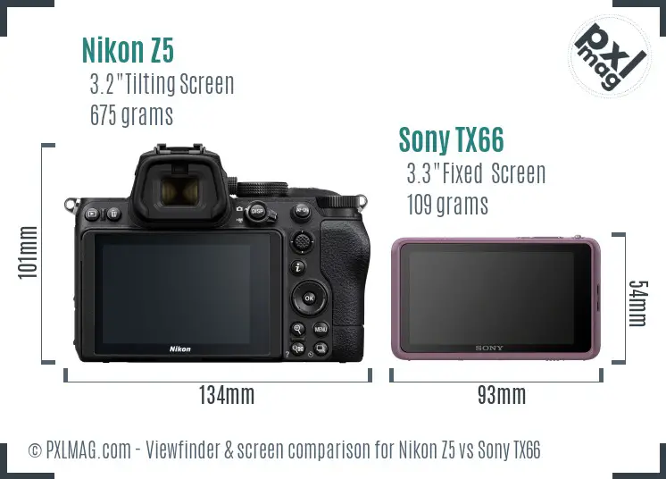 Nikon Z5 vs Sony TX66 Screen and Viewfinder comparison