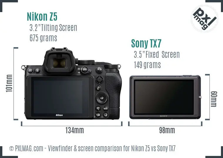 Nikon Z5 vs Sony TX7 Screen and Viewfinder comparison