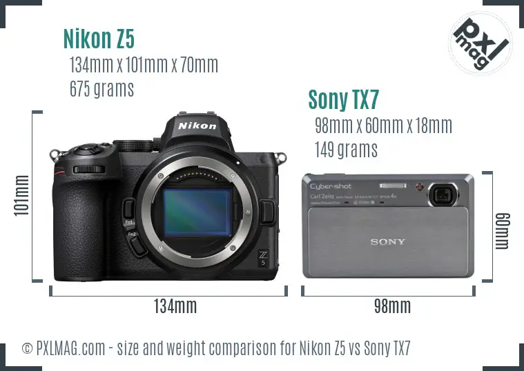 Nikon Z5 vs Sony TX7 size comparison Nikon Z5 vs Sony TX7 size comparison