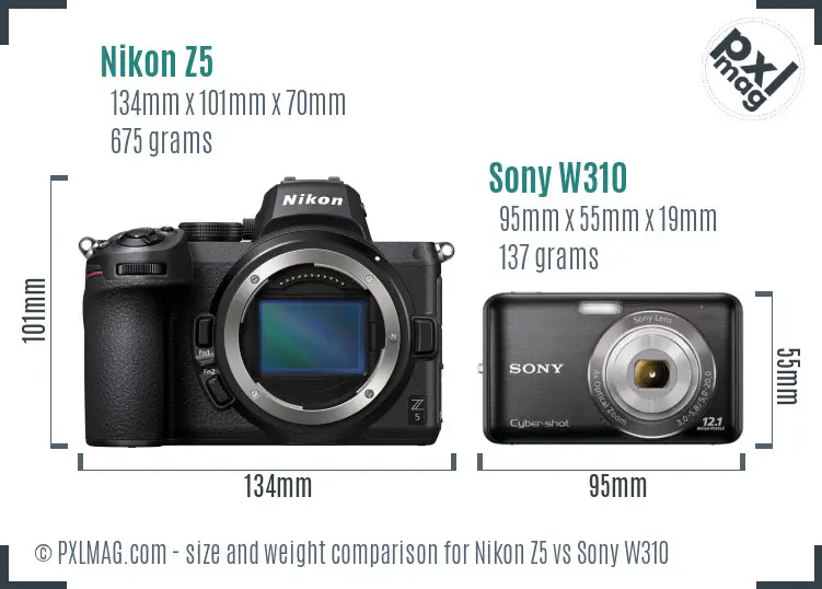 Nikon Z5 vs Sony W310 size comparison Nikon Z5 vs Sony W310 size comparison