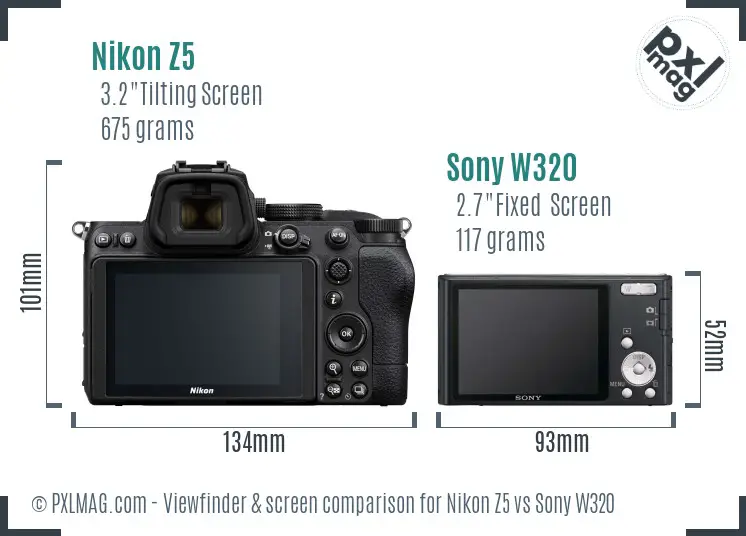 Nikon Z5 vs Sony W320 Screen and Viewfinder comparison