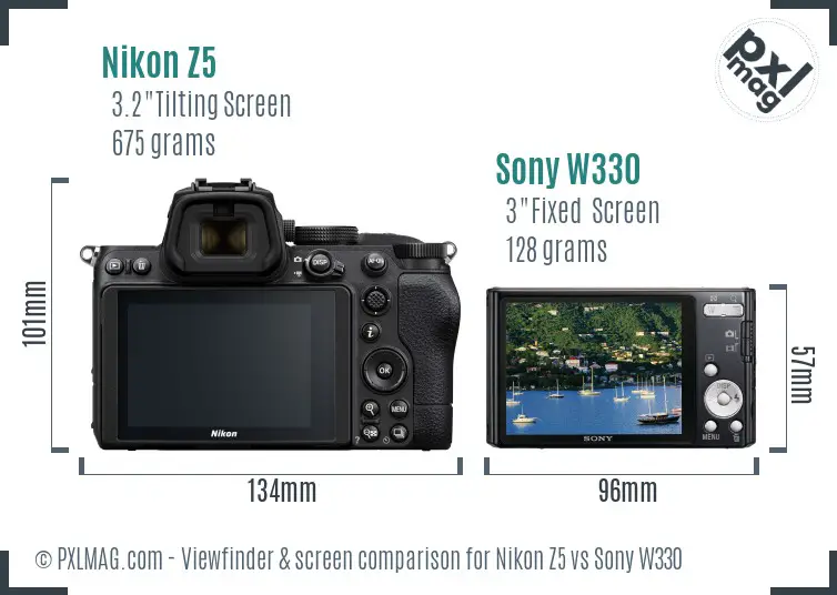 Nikon Z5 vs Sony W330 Screen and Viewfinder comparison Nikon Z5 vs Sony W330 Screen and Viewfinder comparison