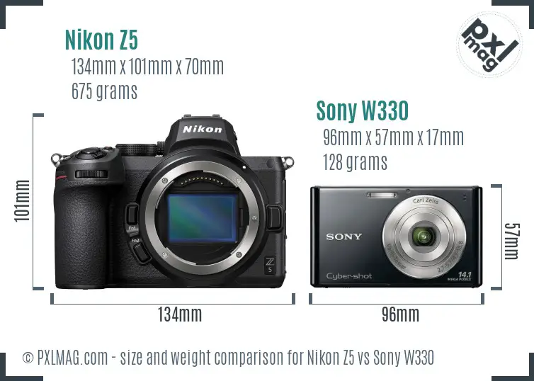 Nikon Z5 vs Sony W330 size comparison Nikon Z5 vs Sony W330 size comparison
