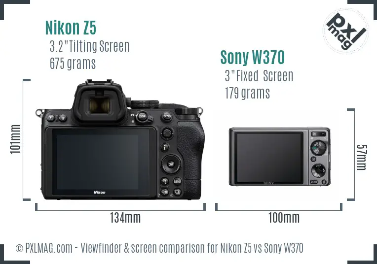 Nikon Z5 vs Sony W370 Screen and Viewfinder comparison