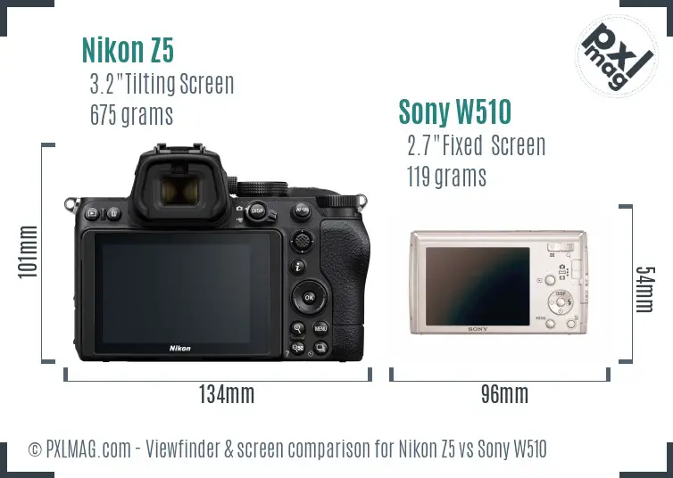 Nikon Z5 vs Sony W510 Screen and Viewfinder comparison Nikon Z5 vs Sony W510 Screen and Viewfinder comparison