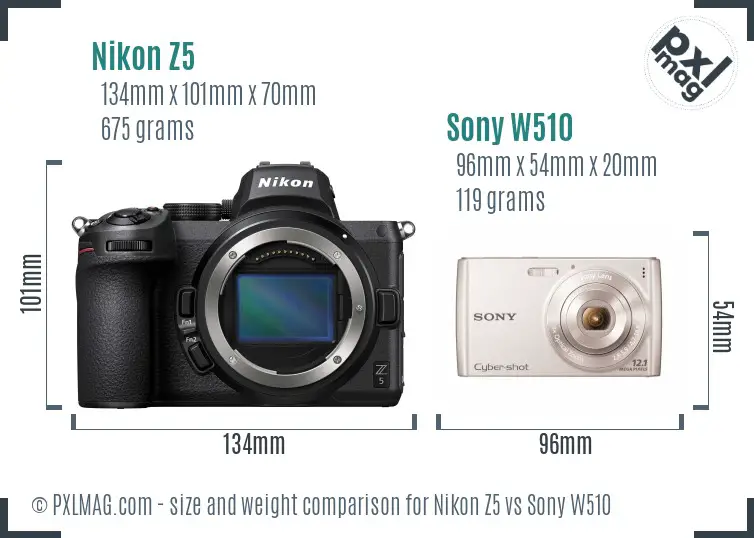 Nikon Z5 vs Sony W510 size comparison Nikon Z5 vs Sony W510 size comparison