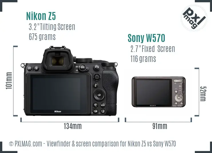 Nikon Z5 vs Sony W570 Screen and Viewfinder comparison