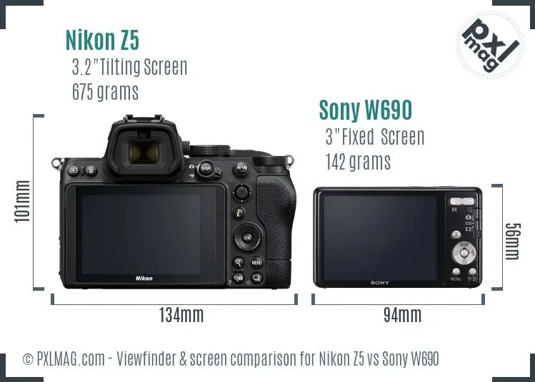 Nikon Z5 vs Sony W690 Screen and Viewfinder comparison