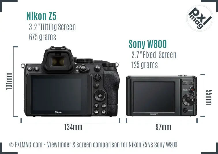 Nikon Z5 vs Sony W800 Screen and Viewfinder comparison