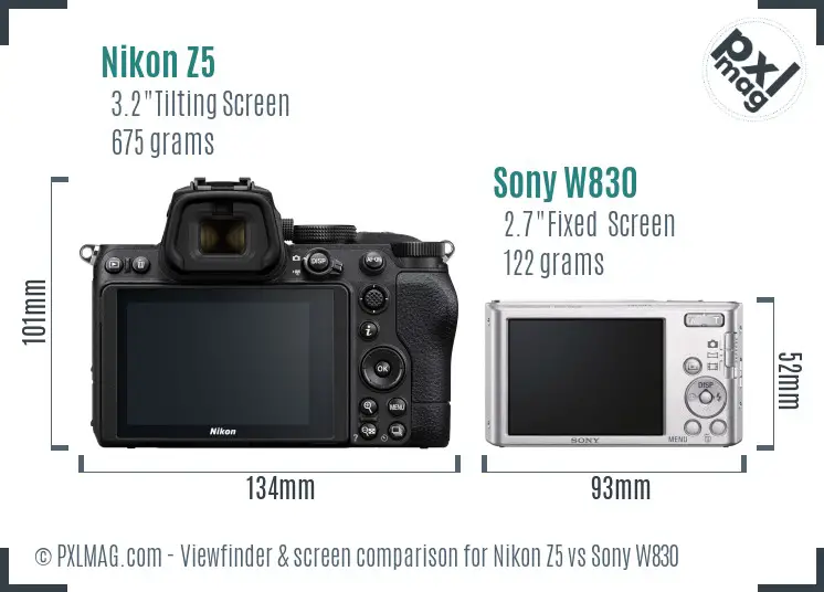 Nikon Z5 vs Sony W830 Screen and Viewfinder comparison Nikon Z5 vs Sony W830 Screen and Viewfinder comparison