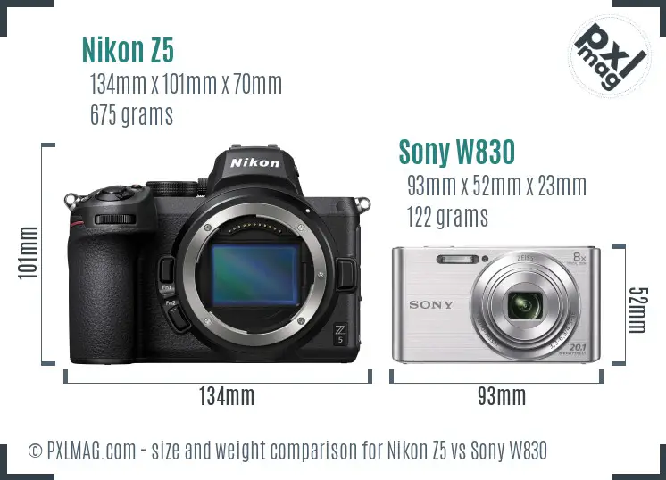 Nikon Z5 vs Sony W830 size comparison Nikon Z5 vs Sony W830 size comparison