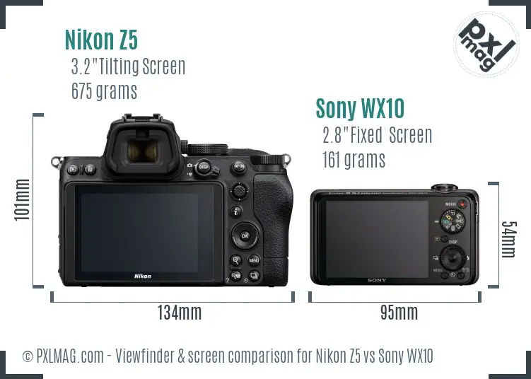 Nikon Z5 vs Sony WX10 Screen and Viewfinder comparison Nikon Z5 vs Sony WX10 Screen and Viewfinder comparison