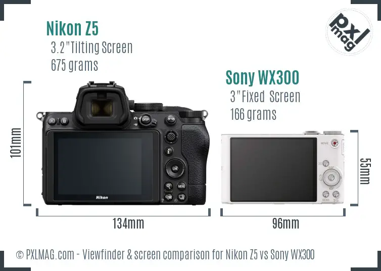 Nikon Z5 vs Sony WX300 Screen and Viewfinder comparison