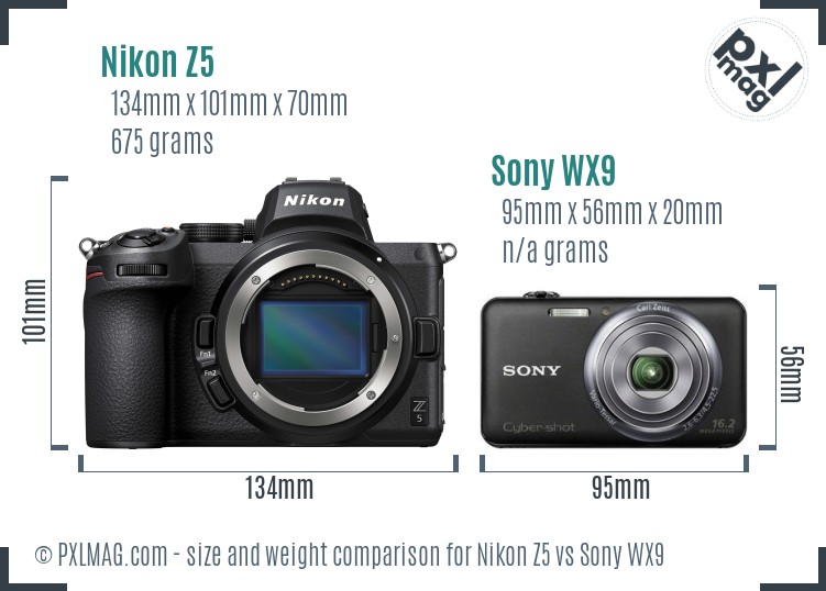 Nikon Z5 vs Sony WX9 size comparison Nikon Z5 vs Sony WX9 size comparison