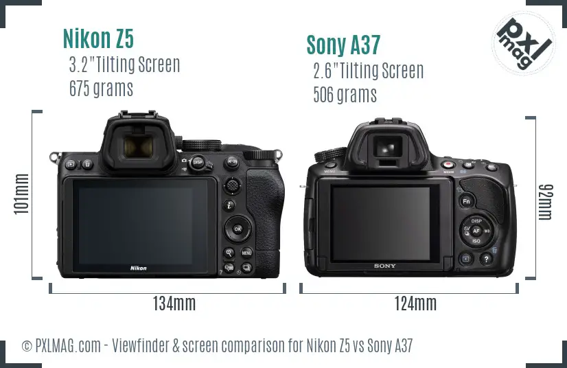 Nikon Z5 vs Sony A37 Screen and Viewfinder comparison