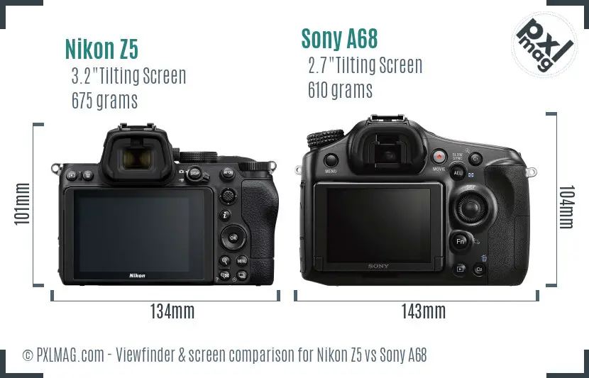 Nikon Z5 vs Sony A68 Screen and Viewfinder comparison