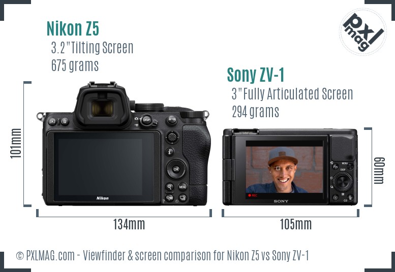 Nikon Z5 vs Sony ZV-1 Screen and Viewfinder comparison
