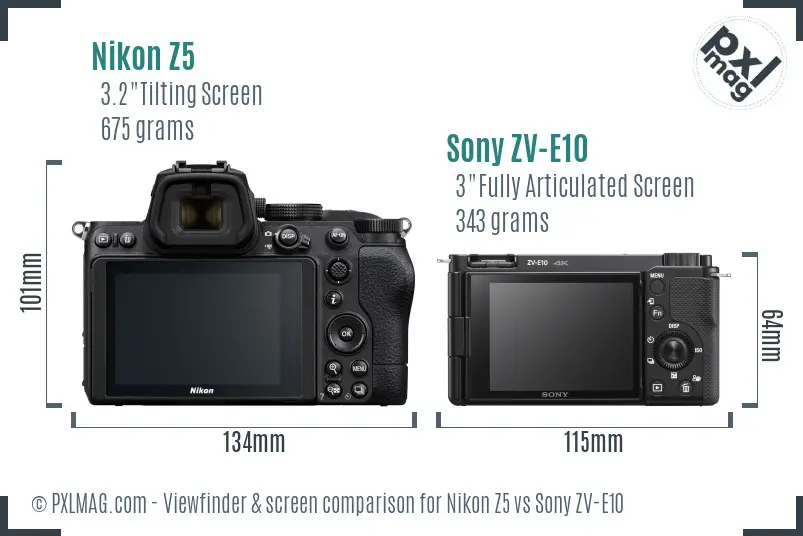 Nikon Z5 vs Sony ZV-E10 Screen and Viewfinder comparison Nikon Z5 vs Sony ZV-E10 Screen and Viewfinder comparison