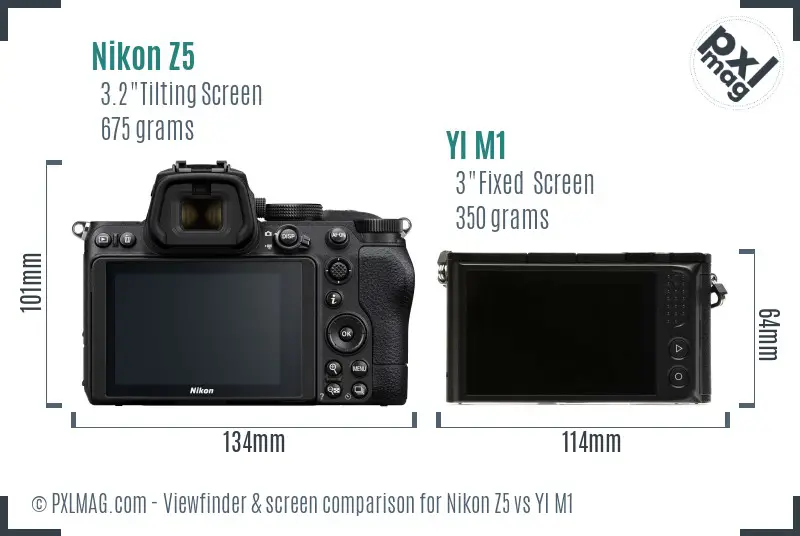 Nikon Z5 vs YI M1 Screen and Viewfinder comparison Nikon Z5 vs YI M1 Screen and Viewfinder comparison