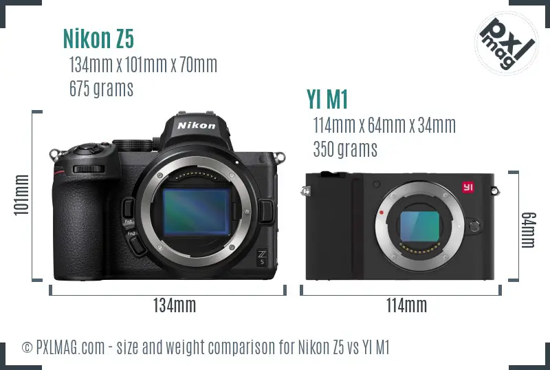 Nikon Z5 vs YI M1 size comparison Nikon Z5 vs YI M1 size comparison