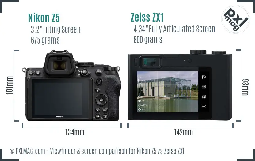 Nikon Z5 vs Zeiss ZX1 Screen and Viewfinder comparison
