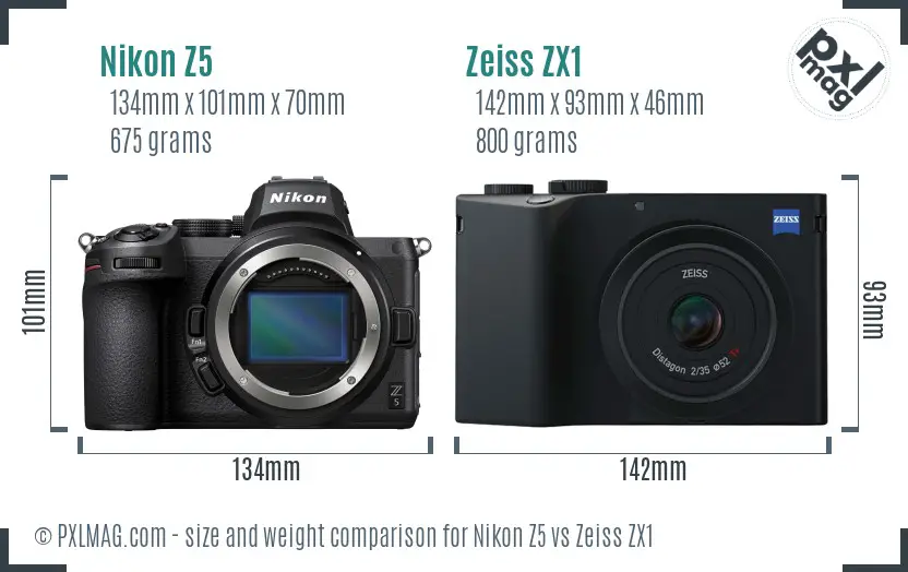 Nikon Z5 vs Zeiss ZX1 size comparison Nikon Z5 vs Zeiss ZX1 size comparison