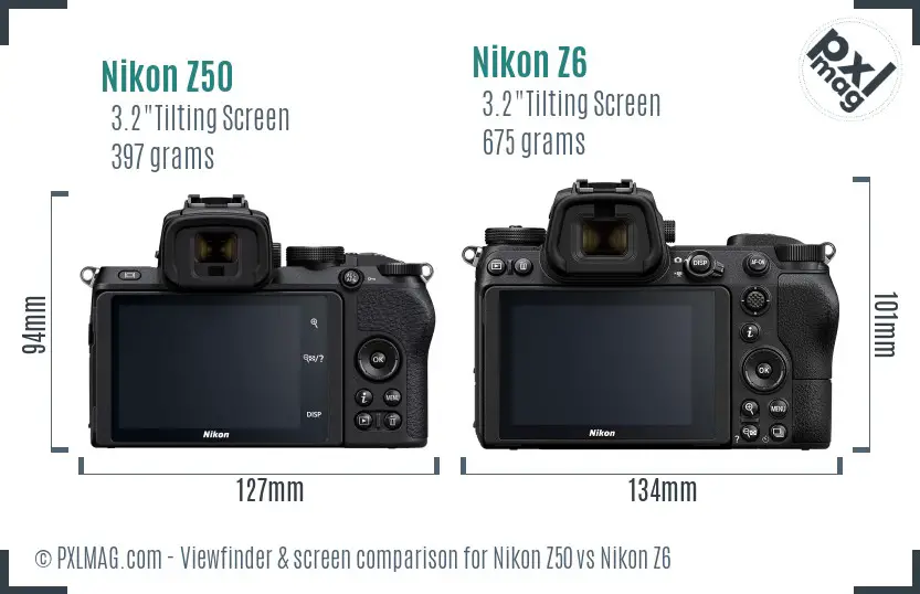 Nikon Z50 vs Nikon Z6 Screen and Viewfinder comparison