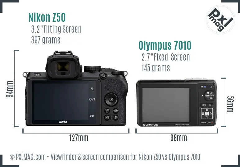 Nikon Z50 vs Olympus 7010 Screen and Viewfinder comparison