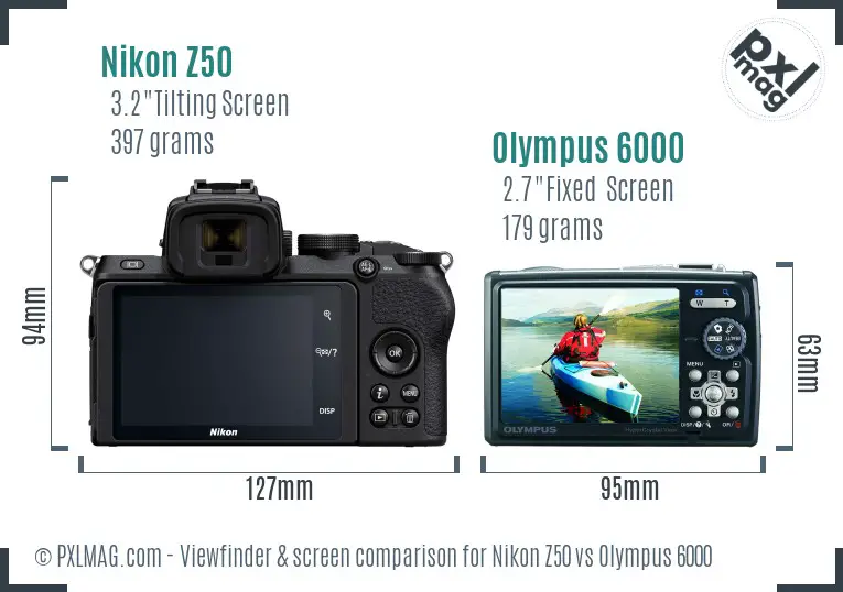 Nikon Z50 vs Olympus 6000 Screen and Viewfinder comparison