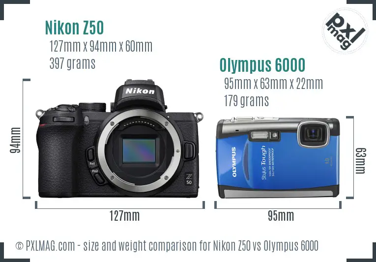 Nikon Z50 vs Olympus 6000 size comparison