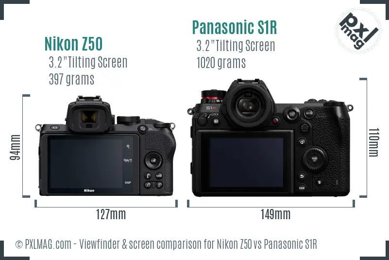 Nikon Z50 vs Panasonic S1R Screen and Viewfinder comparison