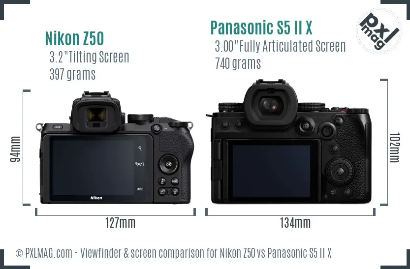 Nikon Z50 vs Panasonic S5 II X Screen and Viewfinder comparison Nikon Z50 vs Panasonic S5 II X Screen and Viewfinder comparison
