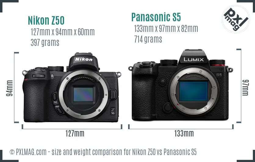 Nikon Z50 vs Panasonic S5 size comparison