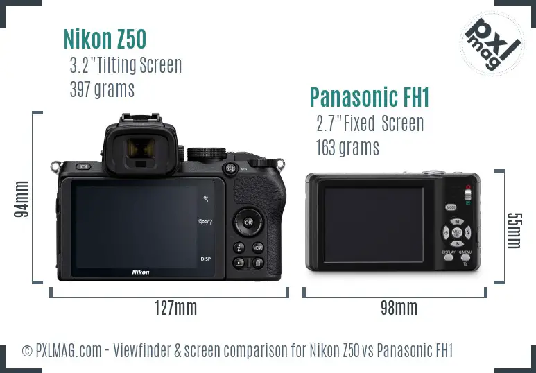 Nikon Z50 vs Panasonic FH1 Screen and Viewfinder comparison