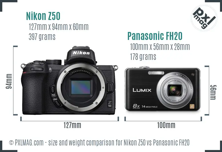 Nikon Z50 vs Panasonic FH20 size comparison