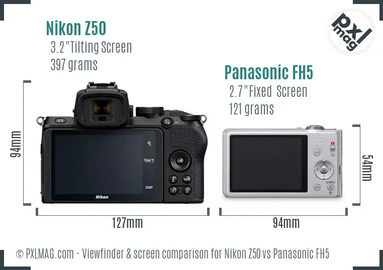Nikon Z50 vs Panasonic FH5 Screen and Viewfinder comparison