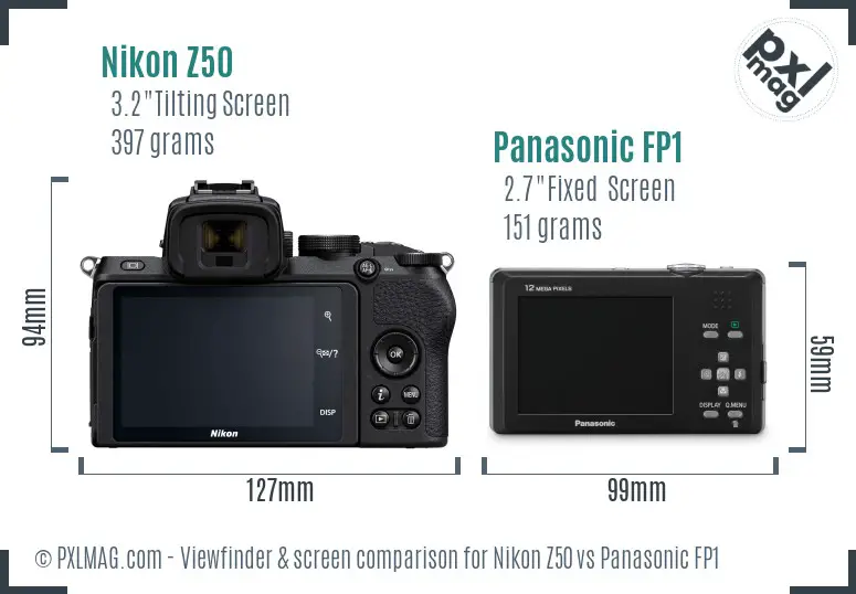 Nikon Z50 vs Panasonic FP1 Screen and Viewfinder comparison