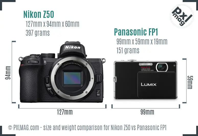Nikon Z50 vs Panasonic FP1 size comparison
