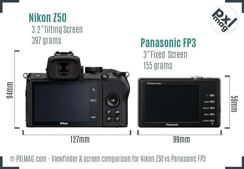 Nikon Z50 vs Panasonic FP3 Screen and Viewfinder comparison